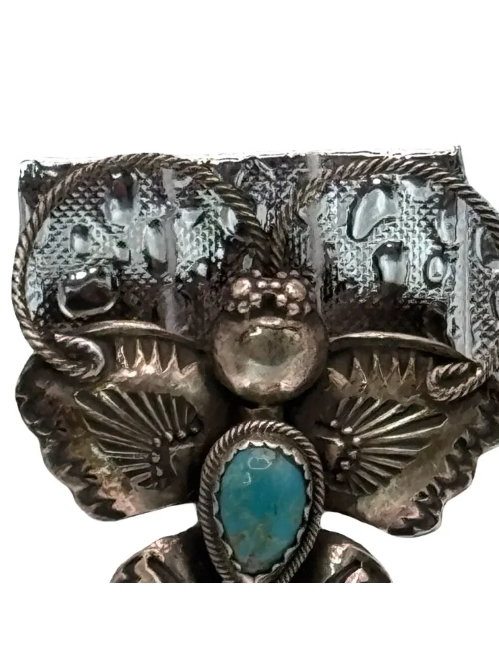 Joe Eby Sterling Silver Butterfly Pin Kingman Turquoise Anglo Spider Mark 2" Vtg - Picture 3 of 11